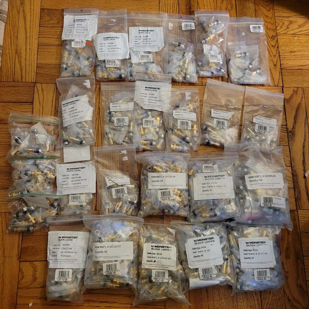 500 PCS MONSTER CABLE QUICK LOCKS AUDIO PLUG JACK CONNECTORS M1000 HDM59 RG6Q